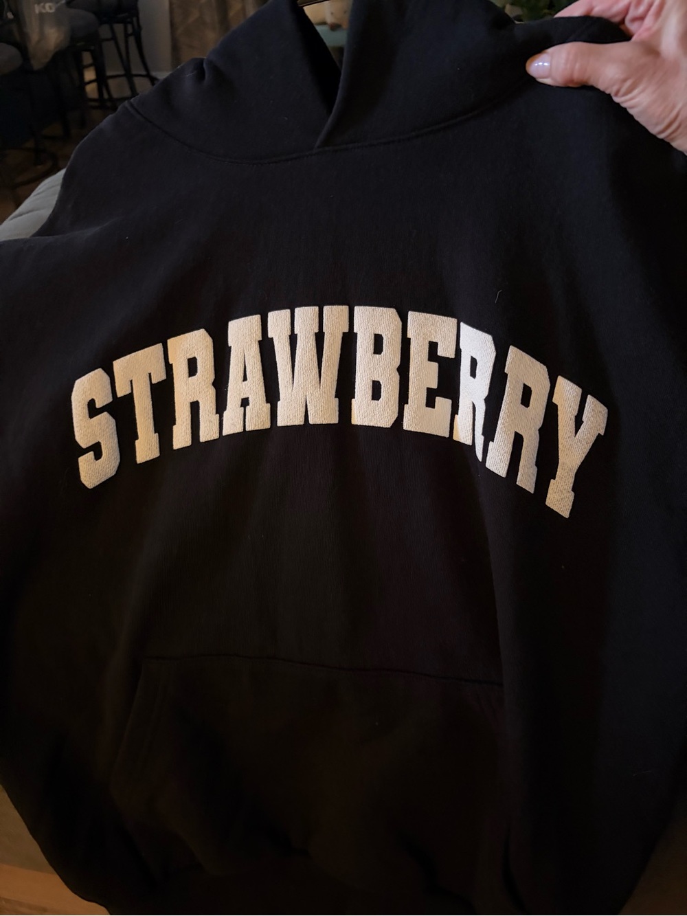STRAWBERRY Black Graphic Hoodie Sweater - Men